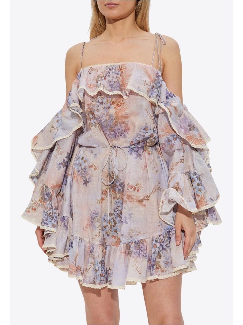 Replica ‼️‼️Floral Off-Shoulder Ruffle Mini Dress - Lavender